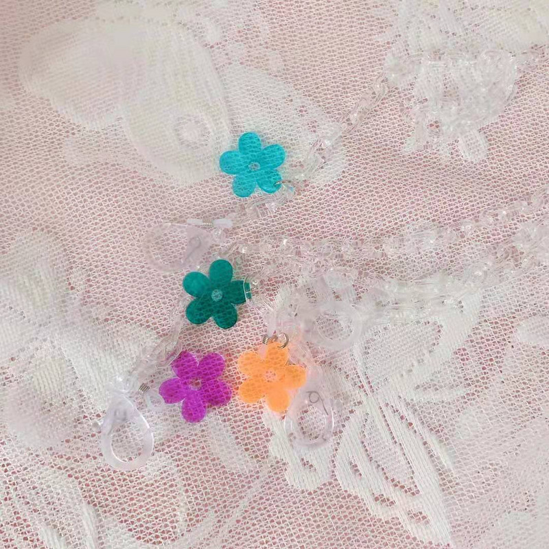 Novi Japan i Južna Koreja, mali svježi, prozirni akrilni lanac, cvjetni privjesak, maska, lanac uzica, lanac za naočale