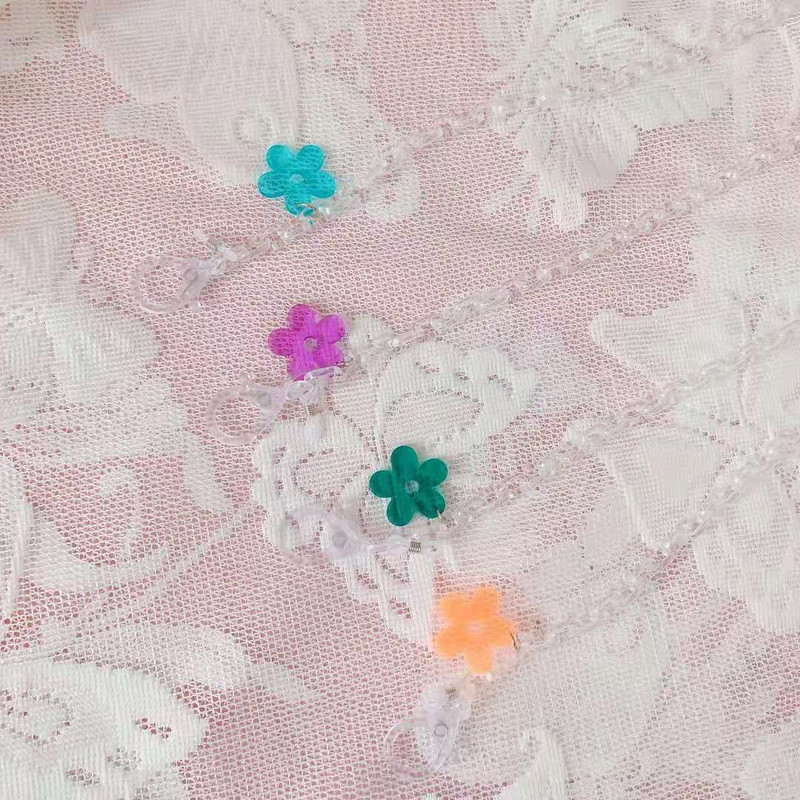 Novi Japan i Južna Koreja, mali svježi, prozirni akrilni lanac, cvjetni privjesak, maska, lanac uzica, lanac za naočale