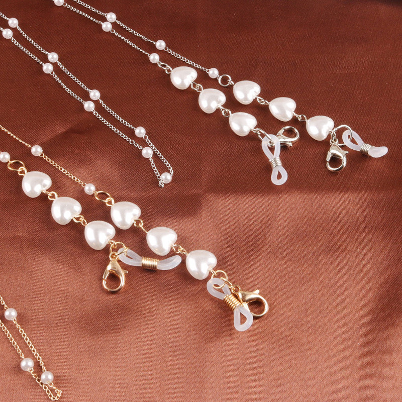 1vnt Perlų kaukių grandinėlė Meilė Širdies formos akinių grandinėlė Moteriškos dirželio virvelės Kasdieniai akiniai nuo saulės Kaklo virvelės Priedai Nauji