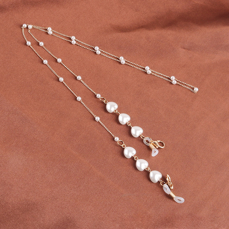 1vnt Perlų kaukių grandinėlė Meilė Širdies formos akinių grandinėlė Moteriškos dirželio virvelės Kasdieniai akiniai nuo saulės Kaklo virvelės Priedai Nauji