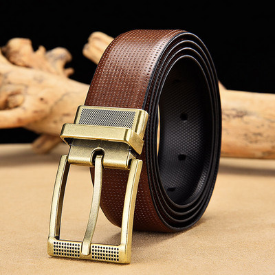 Muški dvostruki kožni remen, klasični luksuzni remen od prave kravlje kože, muški remeni za muškarce s rotiranom kopčom