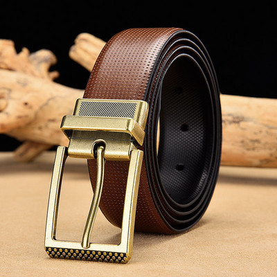 Muški dvostruki kožni remen, klasični luksuzni remen od prave kravlje kože, muški remeni za muškarce s rotiranom kopčom