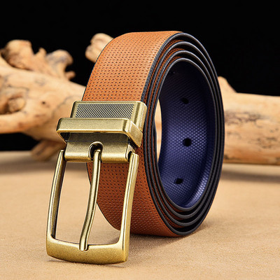 Muški dvostruki kožni remen, klasični luksuzni remen od prave kravlje kože, muški remeni za muškarce s rotiranom kopčom