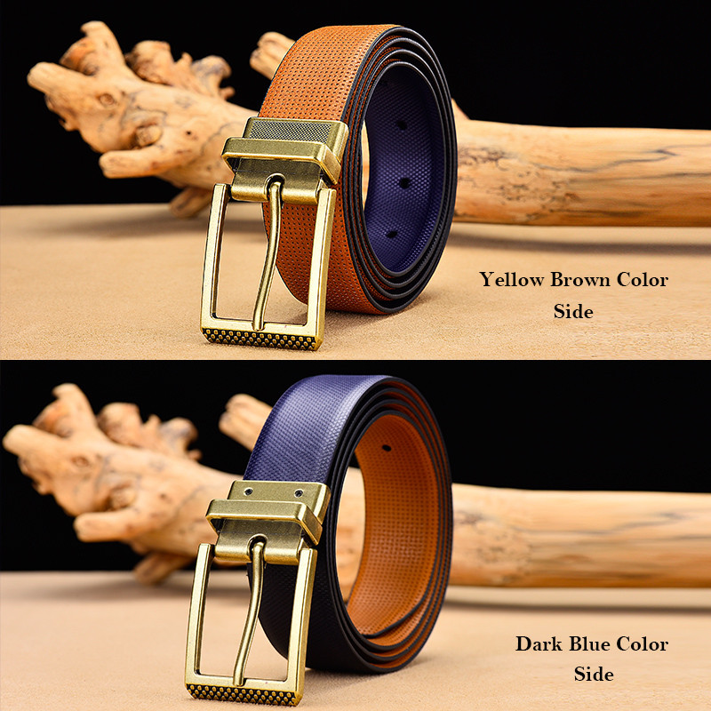 Muški dvostruki kožni remen, klasični luksuzni remen od prave kravlje kože, muški remeni za muškarce s rotiranom kopčom