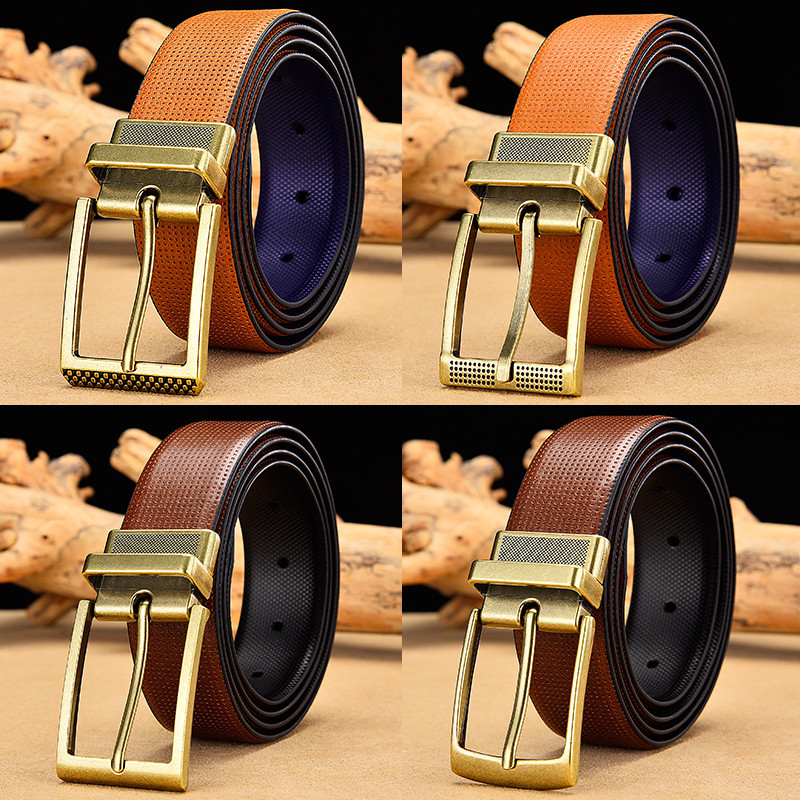 Muški dvostruki kožni remen, klasični luksuzni remen od prave kravlje kože, muški remeni za muškarce s rotiranom kopčom