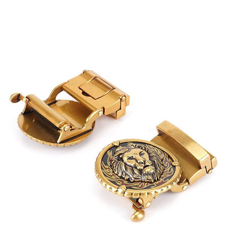 SupSindy Muški najlonski remen Luksuzni zlatni lavovi Metalni platneni pojasevi s automatskom kopčom za muškarce Modni traperice Pojas Crni muški remen