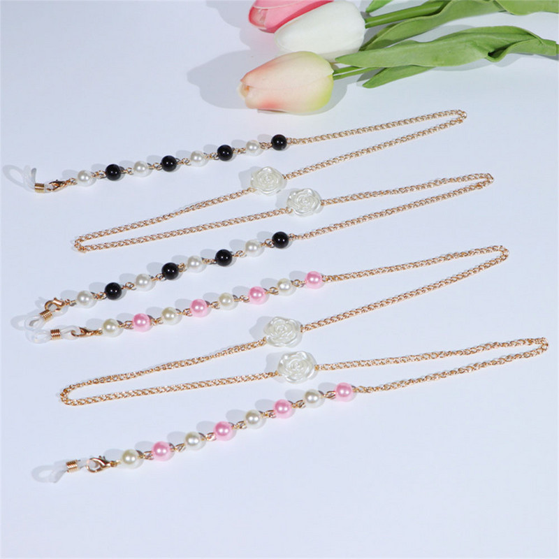 Novi maskirni lančići za sunčane naočale za žene Akrilni biserni kristalni cvjetovi Lanci za naočale Traka od stakla Veleprodaja modnog nakita