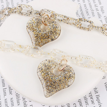Fashion Shiny Heart Mask Chains Αλυσίδες γυαλιών γυαλιών για γυναίκες Ρετρό ακρυλικά γυαλιά ηλίου Κορδόνια γυαλιά θήκη κορδόνι λαιμού Δώρο