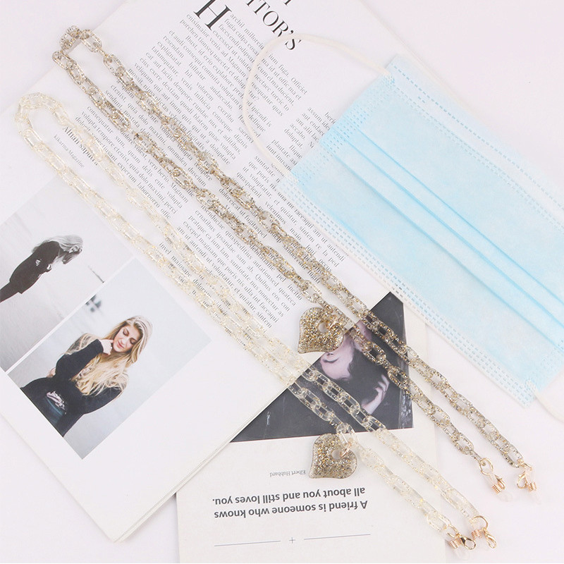 Modni sjajni lančići za maske u obliku srca Lanac za naočale za žene Retro akrilne sunčane naočale Trake za naočale Držač uzice Remen za vrat Poklon