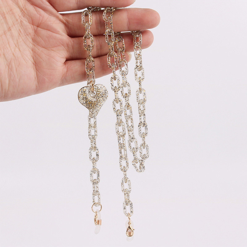 Modni sjajni lančići za maske u obliku srca Lanac za naočale za žene Retro akrilne sunčane naočale Trake za naočale Držač uzice Remen za vrat Poklon