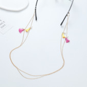 Kahekihiline roosa kollane tutiga päikeseprillide kett naiste mood, libisemiskindel mask, kaelarihm prillid, prillid, ehted, kingitus