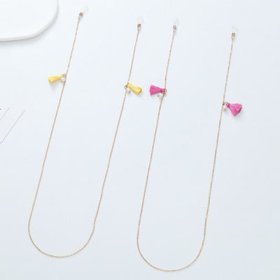 Kahekihiline roosa kollane tutiga päikeseprillide kett naiste mood, libisemiskindel mask, kaelarihm prillid, prillid, ehted, kingitus