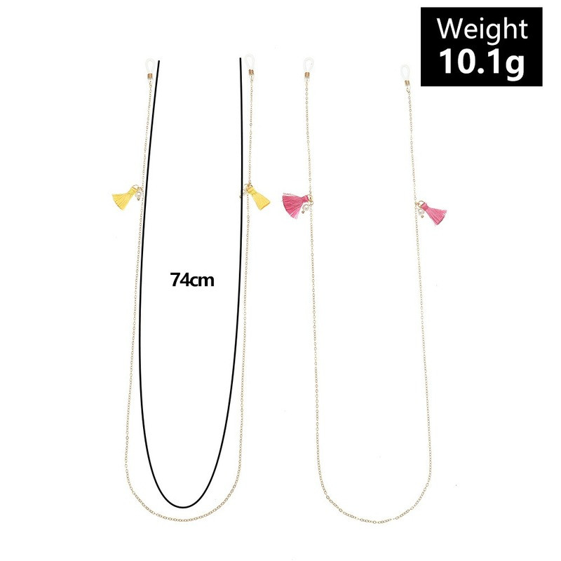 Kahekihiline roosa kollane tutiga päikeseprillide kett naiste mood, libisemiskindel mask, kaelarihm prillid, prillid, ehted, kingitus