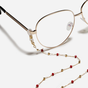 2020 Златен цвят Червени кристални мъниста Каишка за очила Очила за четене Очила Поставка за слънчеви очила Очила Верижка за очила Бижута