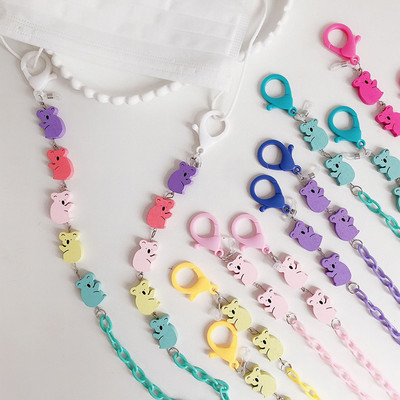 2022 New Cute Colorful Acrylic Link Chain Clear Flower Cartoon Pendant Glasses Mask Chain Strap Lanyard for Kids Women