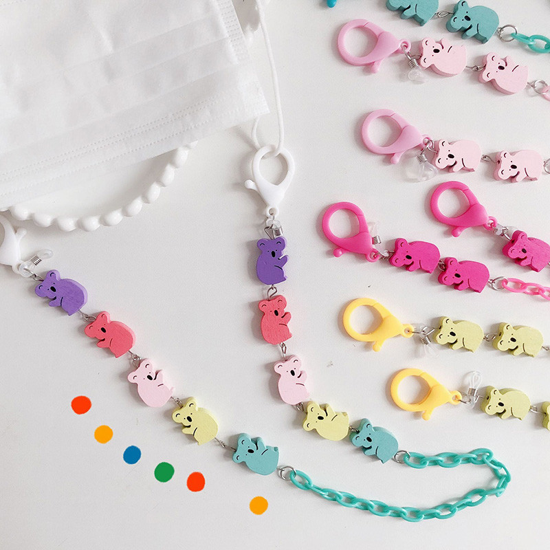 2022 m. nauja miela spalvinga akrilo grandinėlė, skaidrių gėlių animacinių filmų pakabukų akinių kaukė, grandinės dirželis, skirtas vaikams, moterims