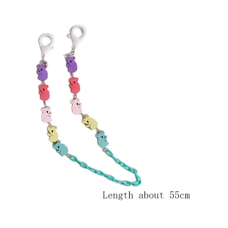 2022 m. nauja miela spalvinga akrilo grandinėlė, skaidrių gėlių animacinių filmų pakabukų akinių kaukė, grandinės dirželis, skirtas vaikams, moterims