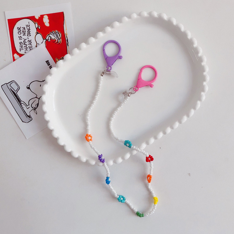 Novi mali svježi cvjetni lanac s maskom od perli i lančić za naočale