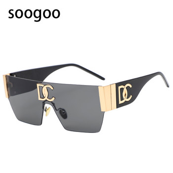 Винтидж квадратни слънчеви очила без рамки Дамски модни луксозни маркови слънчеви очила без рамки за 2022 г. за мъже Еднокомпонентни нюанси на очила UV400