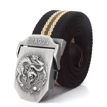 BOKADIAO Men&Women Military Canvas belt luxury Dragon Metal buckle jeans belt Армейски тактически колани за жени презрамка за кръста мъжки