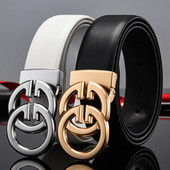 Novi muški kožni remen od goveđe kože Muški mladenački modni remen s glatkom kopčom Odgovarajući abecedni remen za mlade muškarce Luksuzni dizajner