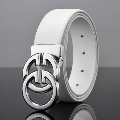 Novi muški kožni remen od goveđe kože Muški mladenački modni remen s glatkom kopčom Odgovarajući abecedni remen za mlade muškarce Luksuzni dizajner