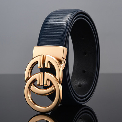 Novi muški kožni remen od goveđe kože Muški mladenački modni remen s glatkom kopčom Odgovarajući abecedni remen za mlade muškarce Luksuzni dizajner