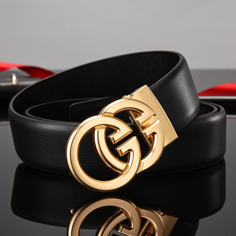 Novi muški kožni remen od goveđe kože Muški mladenački modni remen s glatkom kopčom Odgovarajući abecedni remen za mlade muškarce Luksuzni dizajner