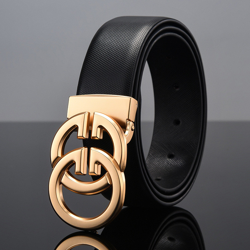 Novi muški kožni remen od goveđe kože Muški mladenački modni remen s glatkom kopčom Odgovarajući abecedni remen za mlade muškarce Luksuzni dizajner