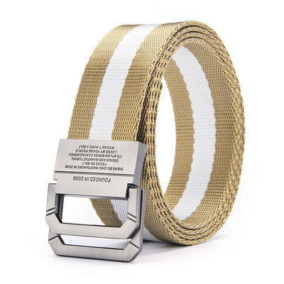 Cureaua ocazională din pânză pentru femei și bărbați Curele cu cataramă metalică cu inel dublu pentru tinerii studenți Curea de designer pentru sezonul de deschidere pentru femei