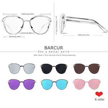 BARCUR Fashion Polarized Γυναικεία γυαλιά ηλίου Στρογγυλά γυαλιά ηλίου Γυναικεία Lunette De Soleil Femme