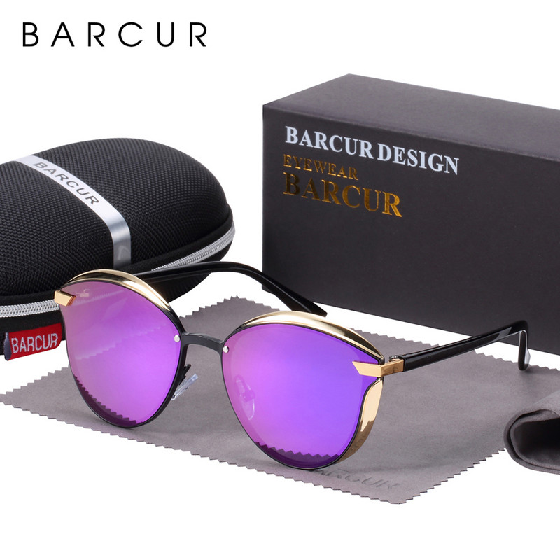 BARCUR Fashion polariseeritud naiste päikeseprillid ümmargused päikeseklaasid naistele Lunette De Soleil Femme