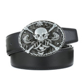 Western big clipper Skull Texas Centura cu cinci colțuri PU Centura 4.0 unisex
