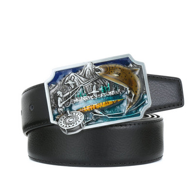 Western big clipper Skull Texas Centura cu cinci colțuri PU Centura 4.0 unisex