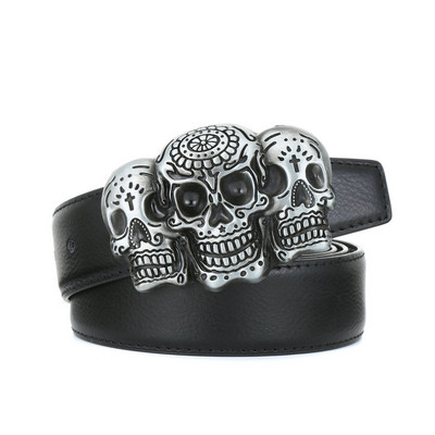 Western big clipper Skull Texas Centura cu cinci colțuri PU Centura 4.0 unisex