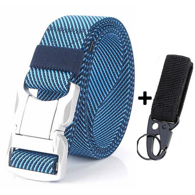 Elastični muški remen Srebrna aluminijska legura s kopčom na čep Ležerni muški remen za traperice Rastezljivi udobni taktički remeni Luksuzni remen