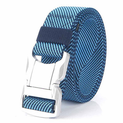 Elastični muški remen Srebrna aluminijska legura s kopčom na čep Ležerni muški remen za traperice Rastezljivi udobni taktički remeni Luksuzni remen