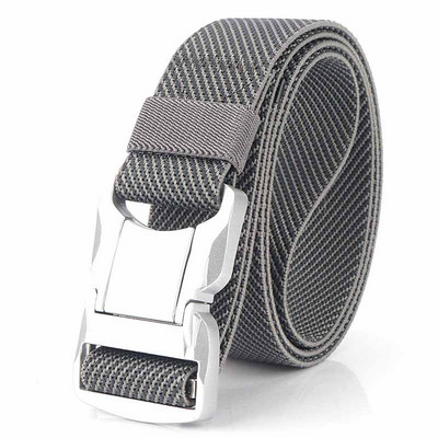 Elastični muški remen Srebrna aluminijska legura s kopčom na čep Ležerni muški remen za traperice Rastezljivi udobni taktički remeni Luksuzni remen