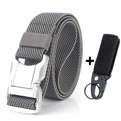 Elastični muški remen Srebrna aluminijska legura s kopčom na čep Ležerni muški remen za traperice Rastezljivi udobni taktički remeni Luksuzni remen