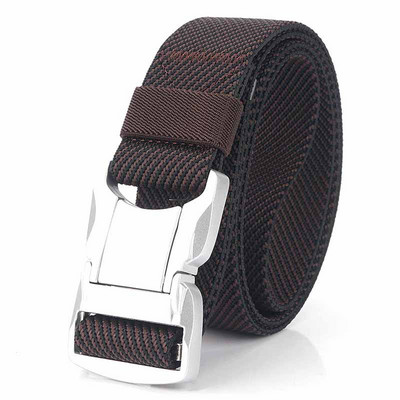 Elastični muški remen Srebrna aluminijska legura s kopčom na čep Ležerni muški remen za traperice Rastezljivi udobni taktički remeni Luksuzni remen