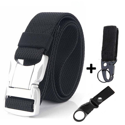 Elastični muški remen Srebrna aluminijska legura s kopčom na čep Ležerni muški remen za traperice Rastezljivi udobni taktički remeni Luksuzni remen