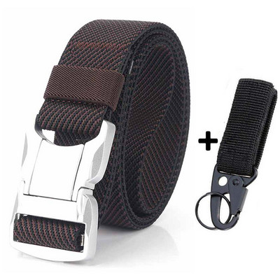 Elastični muški remen Srebrna aluminijska legura s kopčom na čep Ležerni muški remen za traperice Rastezljivi udobni taktički remeni Luksuzni remen