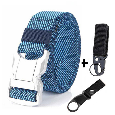 Elastični muški remen Srebrna aluminijska legura s kopčom na čep Ležerni muški remen za traperice Rastezljivi udobni taktički remeni Luksuzni remen