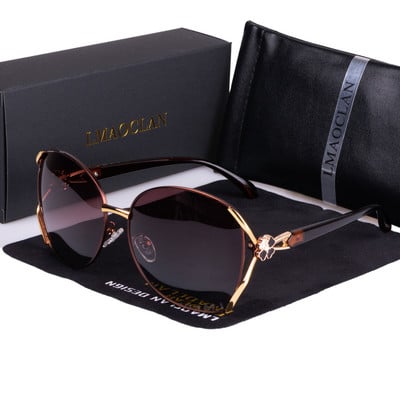 2023 Нови дамски метални поляризирани слънчеви очила Луксозни модни дамски реколта Маркови дизайнерски женски слънчеви очила oculos gafas