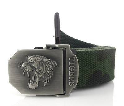 SupSindy muški platneni remen tigar metalna kopča vojni remen Vojni taktički pojasevi za muškarce vrhunske kvalitete muški remen Vojno zeleni 120cm