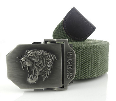 SupSindy muški platneni remen tigar metalna kopča vojni remen Vojni taktički pojasevi za muškarce vrhunske kvalitete muški remen Vojno zeleni 120cm