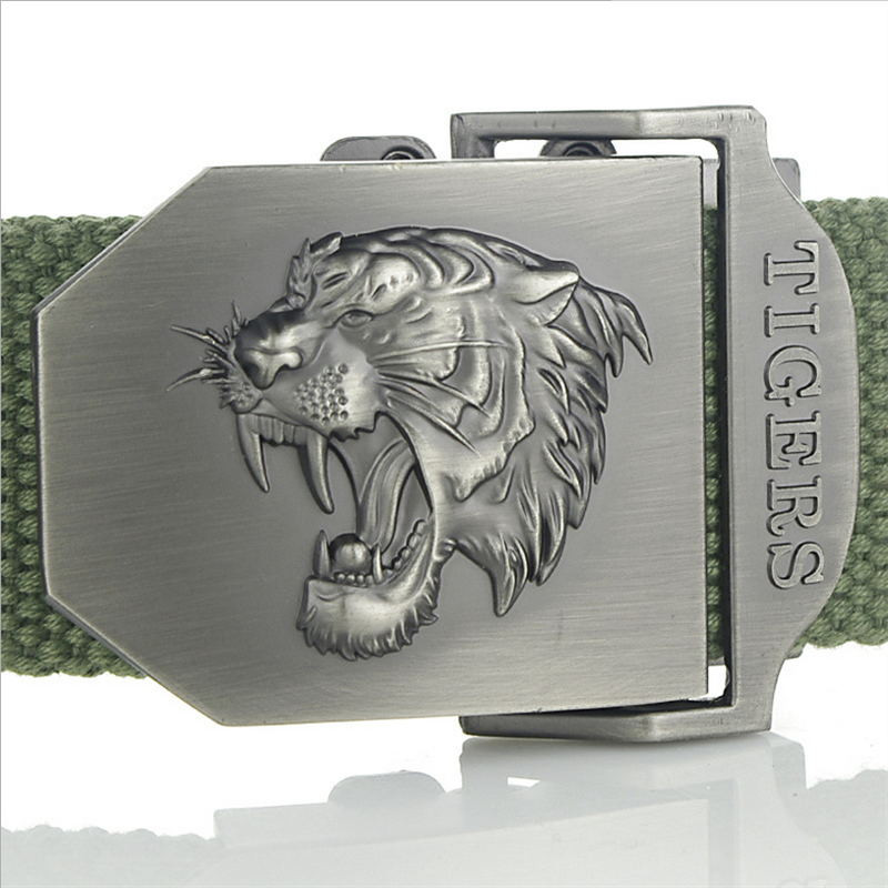 SupSindy muški platneni remen tigar metalna kopča vojni remen Vojni taktički pojasevi za muškarce vrhunske kvalitete muški remen Vojno zeleni 120cm