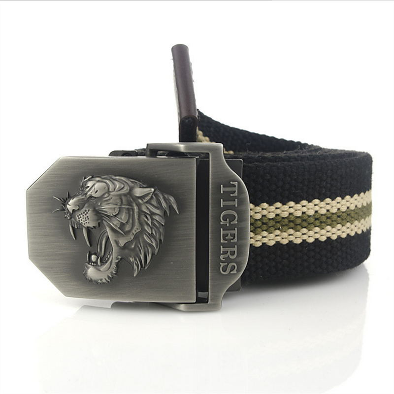 SupSindy muški platneni remen tigar metalna kopča vojni remen Vojni taktički pojasevi za muškarce vrhunske kvalitete muški remen Vojno zeleni 120cm