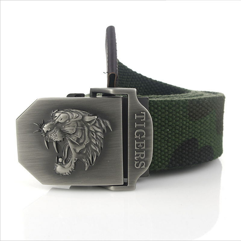 SupSindy muški platneni remen tigar metalna kopča vojni remen Vojni taktički pojasevi za muškarce vrhunske kvalitete muški remen Vojno zeleni 120cm
