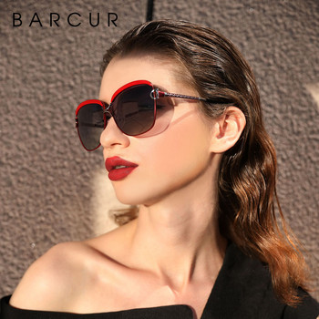 BARCUR Polarized Γυναικεία γυαλιά ηλίου Γυναικεία ντεγκραντέ φακοί Στρογγυλά γυαλιά ηλίου τετράγωνα πολυτελή μάρκα Oculos Lunette De Soleil Femme